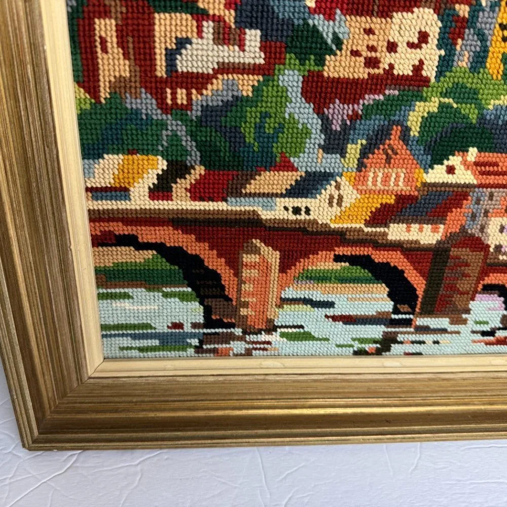 Vintage Embroidered picture Cross-stitch 